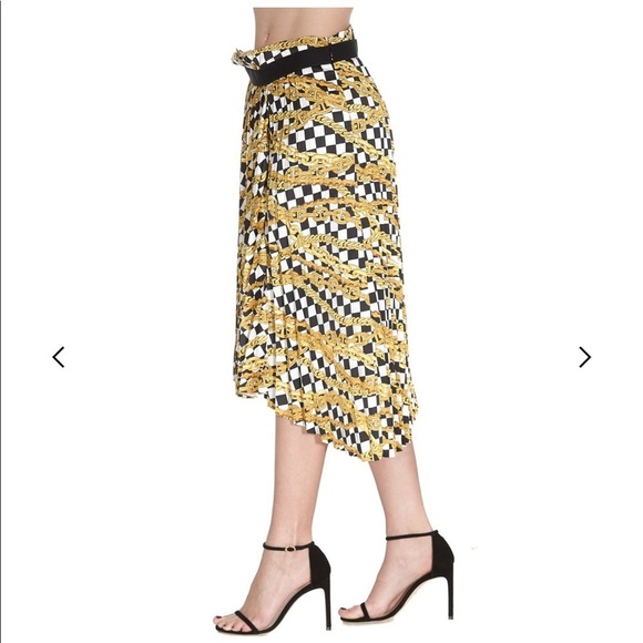 BALENCIAGA Size 34 / XS pleated printed asymmetrical crepe midi skirt - Picture 3 of 15